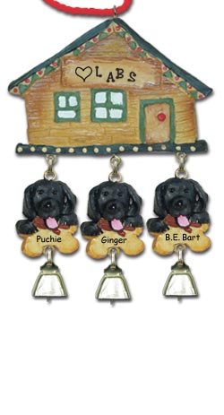 Black Labrador Retriever Personalized Dog Christmas Ornament