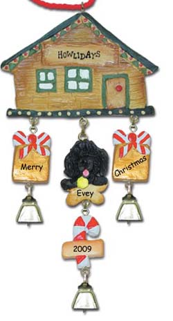 Black Poodle Personalized Dog Christmas Ornament