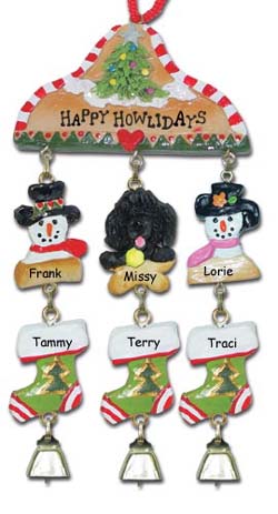 Black Poodle Personalized Dog Christmas Ornament