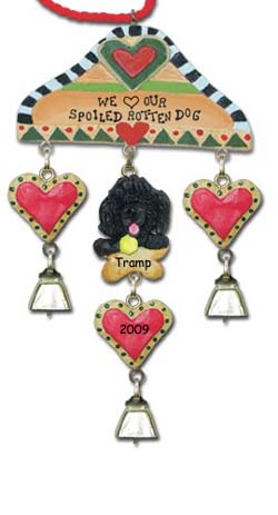 Black Poodle Personalized Dog Christmas Ornament