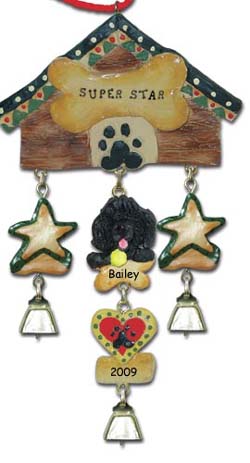 Black Poodle Personalized Dog Christmas Ornament