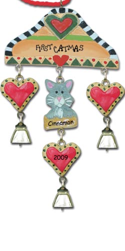 Gray Cat Christmas Ornament