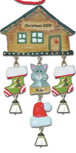 Gray Cat Christmas Ornament