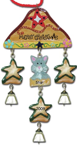 Gray Cat Christmas Ornament
