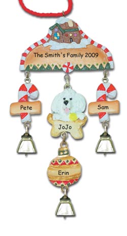 White Poodle Dog Personalized Christmas Ornament