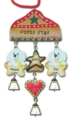 White Poodle Dog Personalized Christmas Ornament