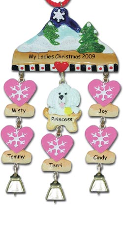 White Poodle Dog Personalized Christmas Ornament