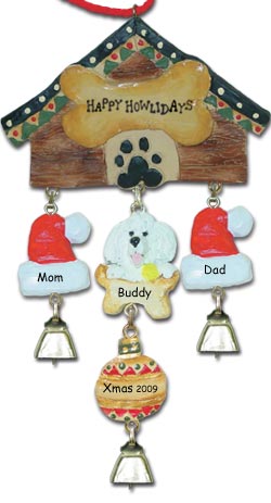 White Poodle Dog Personalized Christmas Ornament