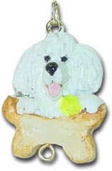 White Poodle Christmas Ornament Charm